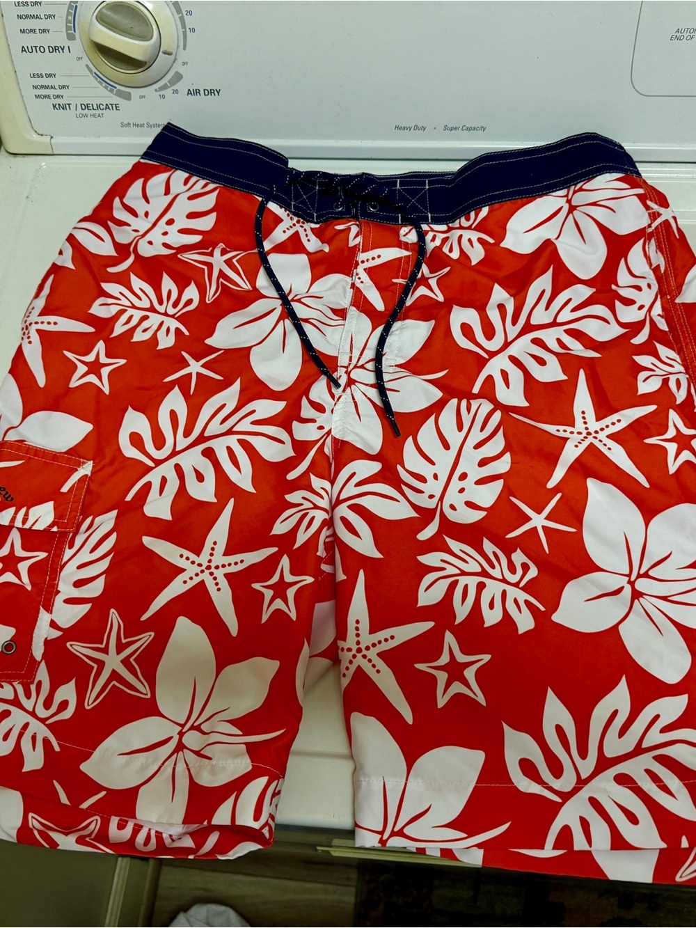 Chaps Bright Orange, Navy  and White Tropical Swim Shorts